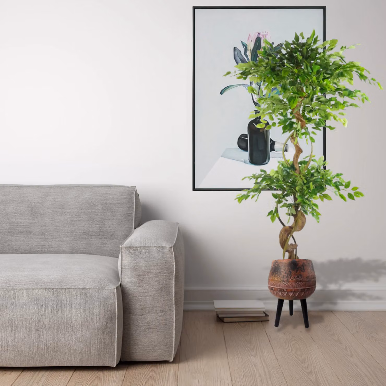 Pegdev 150cm Artificial Japanese Fruticosa Ficus Tree with Twisted Trunk and Planter in Green – 3