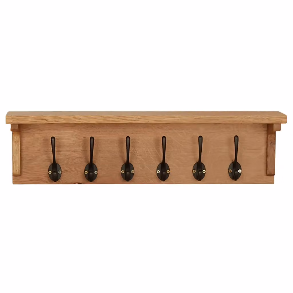 Berkfield Home Solid Oak Wood Coat Rack in Brown, W/D/H: 60 x 16 x 16 cm – 2