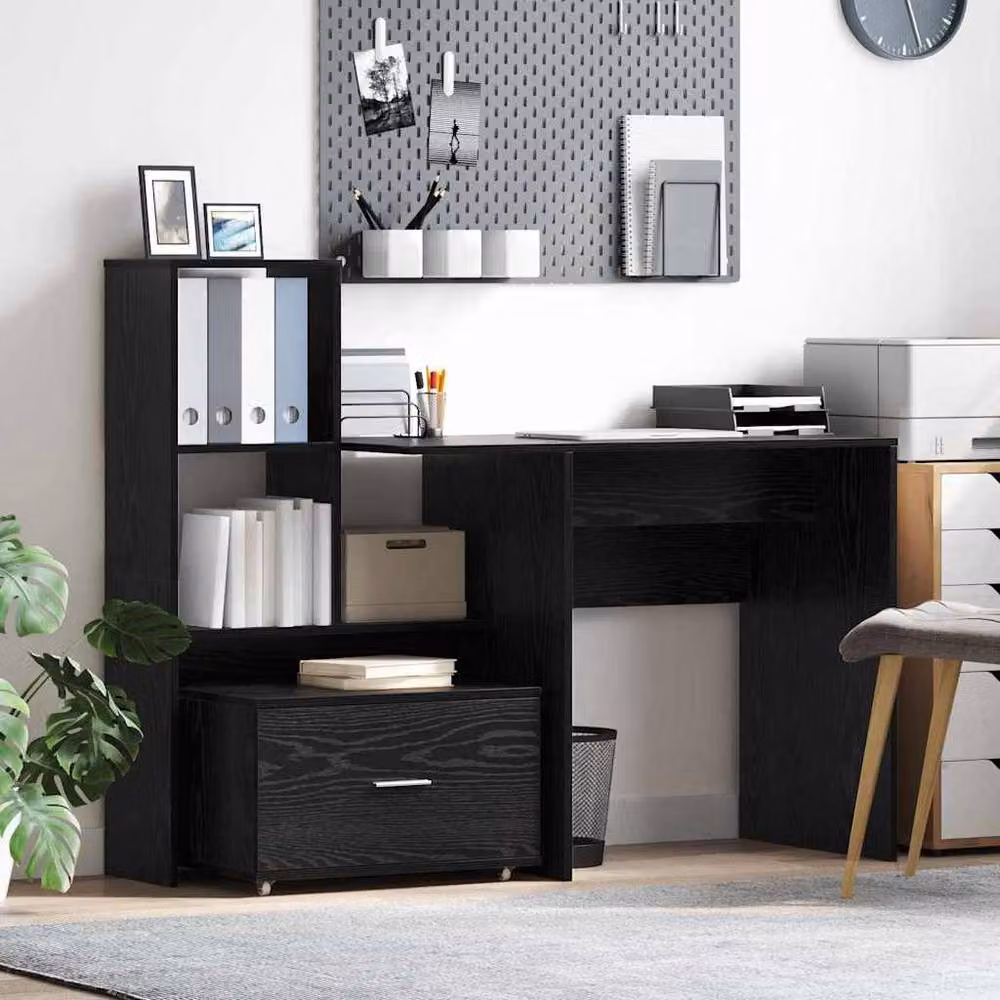 Berkfield Home Modern Compact Drawer Cabinet in Black Oak Engineered Wood – 2