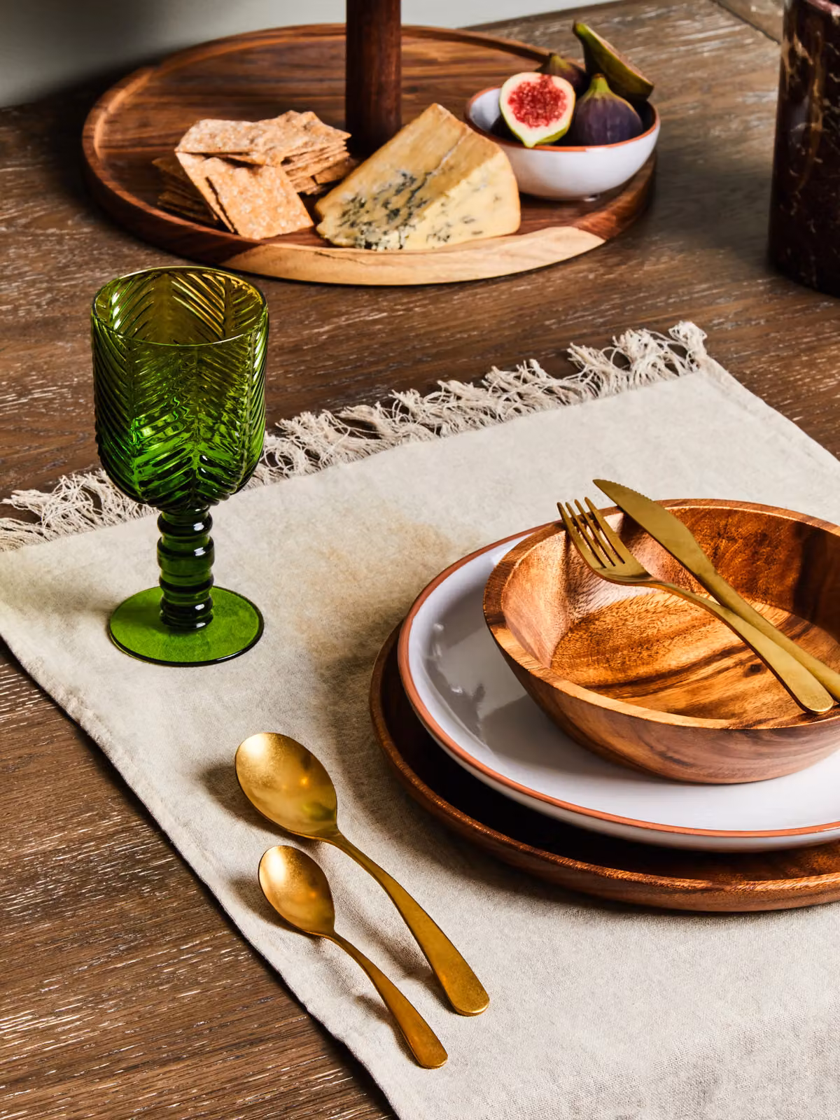 Premier Housewares Large Round Acacia Wood Salad Bowl, Brown, W/D/H: 20 x 20 x 5 cm – 5