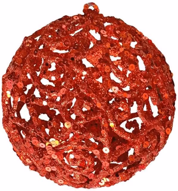 KDMD Red Lattice Geometric Christmas Baubles, 2 Pack, Diameter: 13 cm