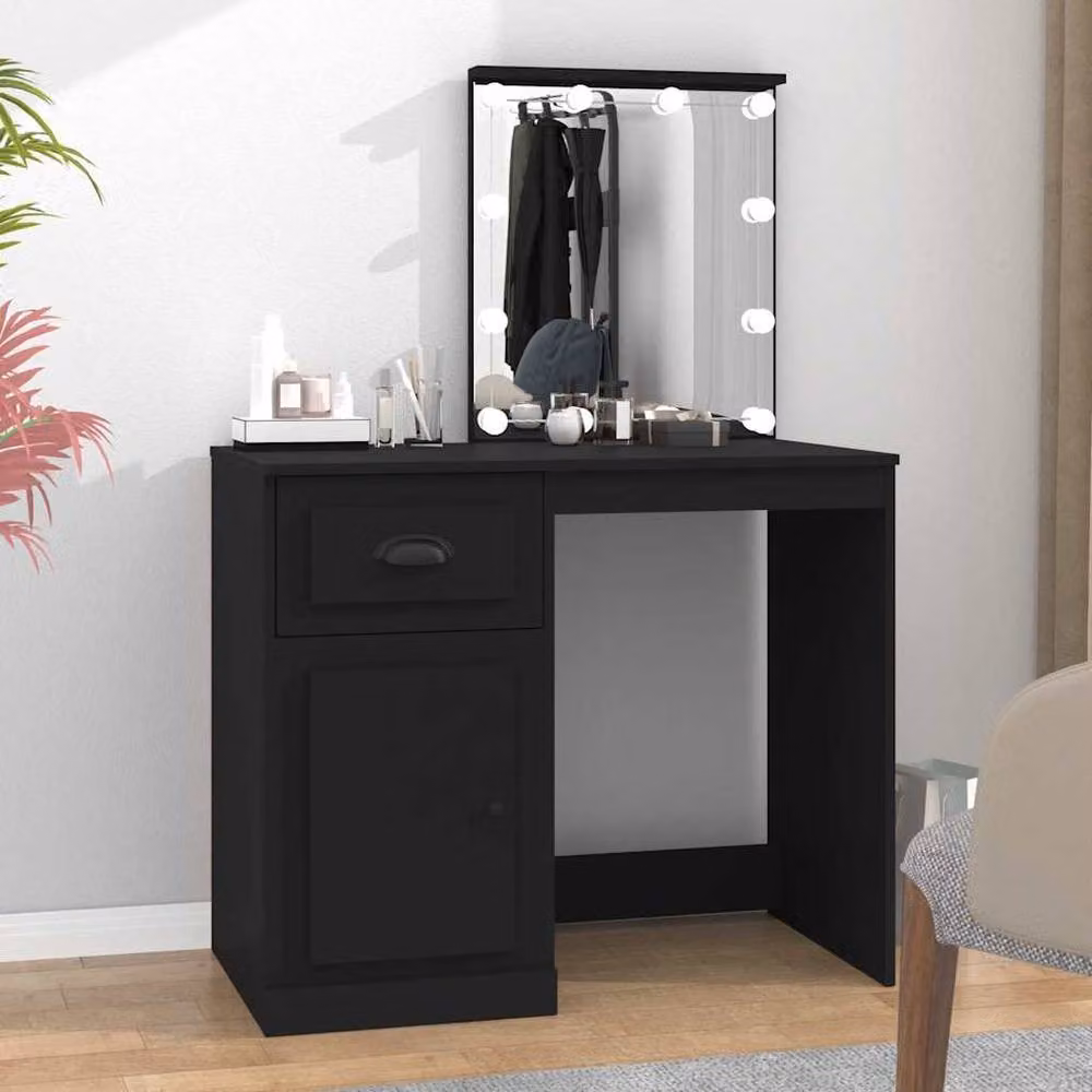 Berkfield Home Hollywood LED Dressing Table in Black, W/D/H: 90 x 50 x 132.5 cm – 2