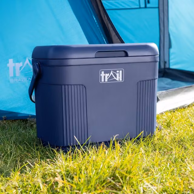 Trail 22L Blue Plastic Cool Box with Ice Freezer Blocks