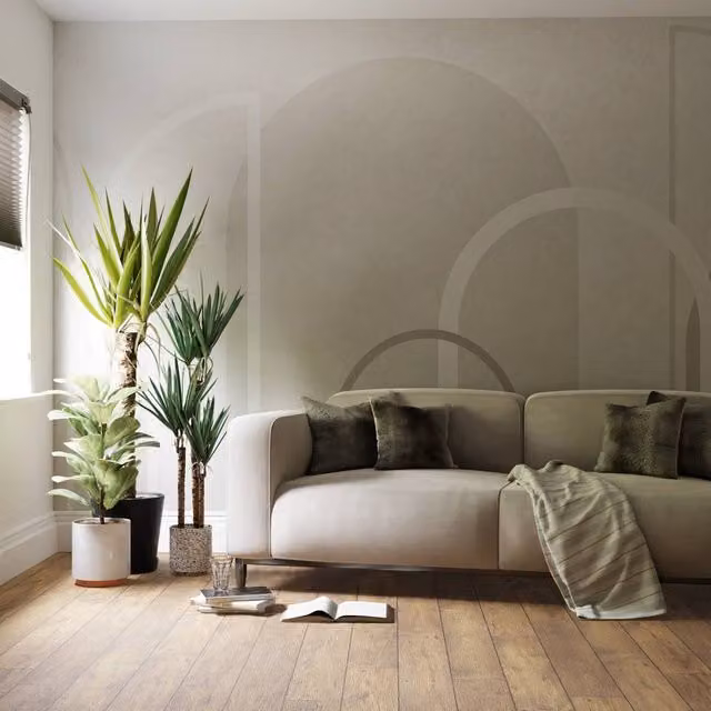 Superfresco Easy Linear Arch Grey Geometric Modern Mural, W: 300 cm, H: 280 cm