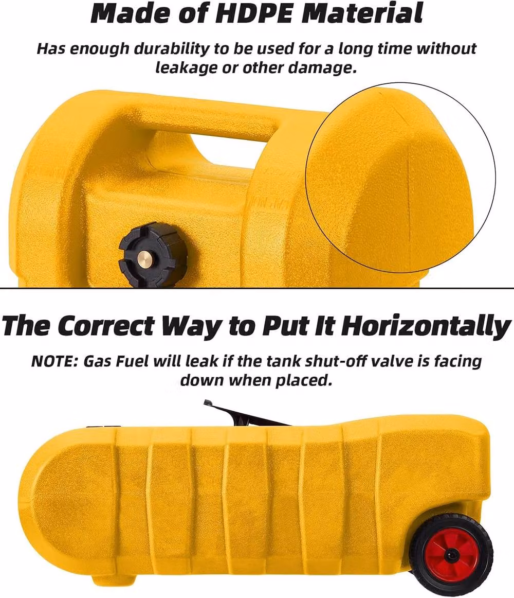 London Boutique 57L Fuel Caddy Petrol Transfer Tank with 3m Hose in Yellow – 5