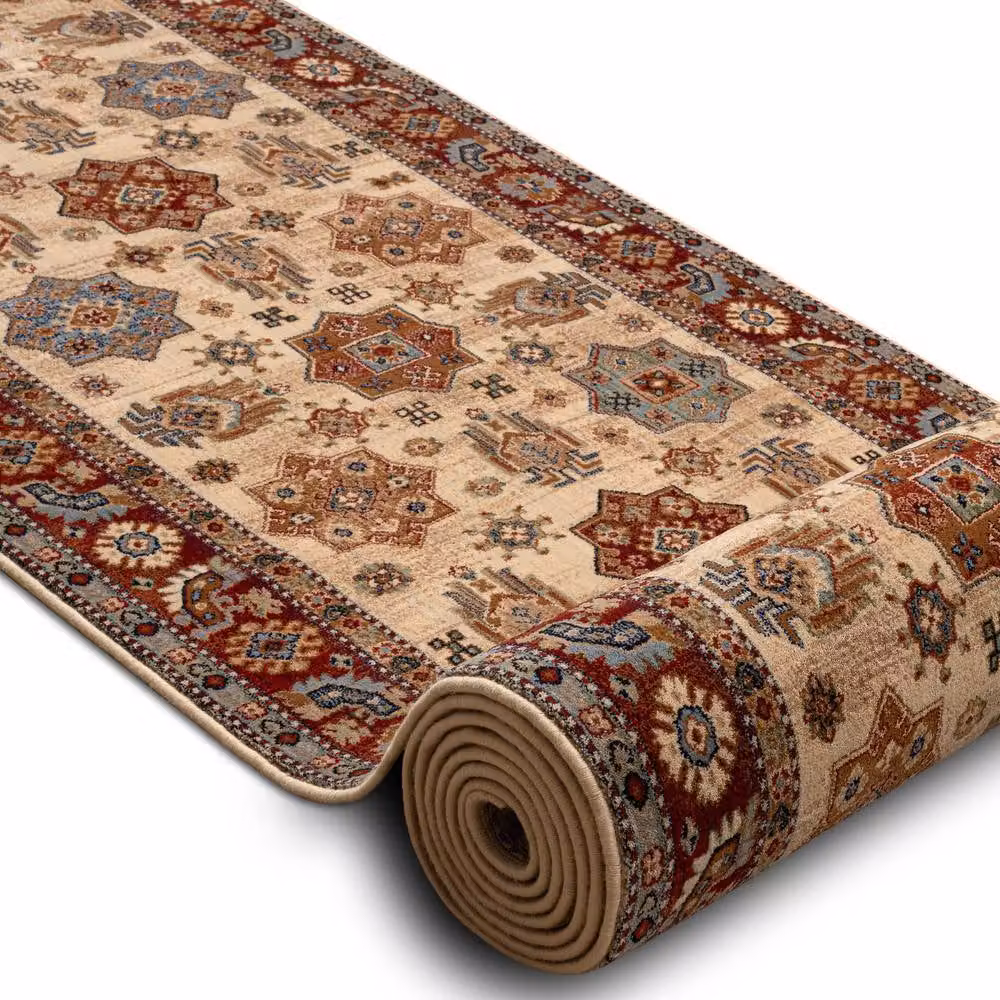 RugsX Keshan Oriental Wool Runner in Beige, W/D: 90 x 110 cm – 2