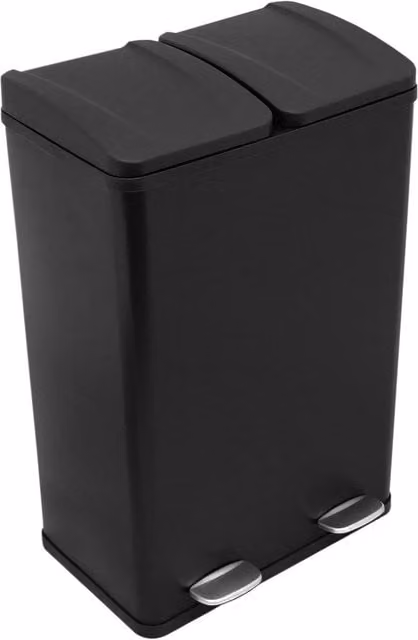 Monstershop 60L Dual Pedal Bin in Black with Removable Inner Bucket