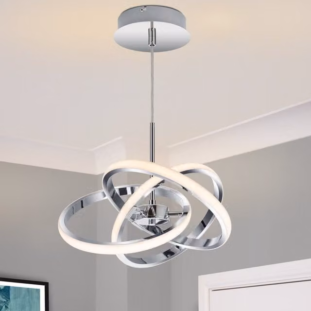 COSYLYTE Ridgley 3 Ring LED Pendant Light in Chrome
