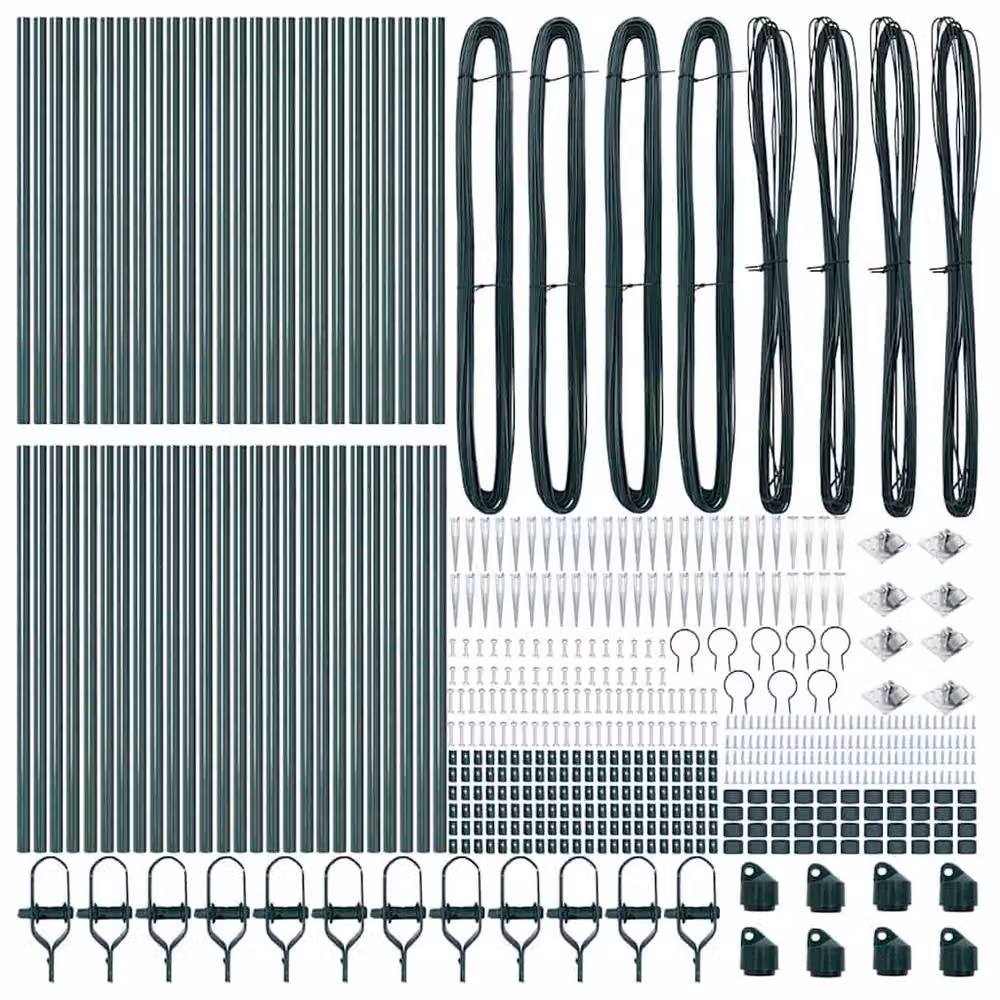 vidaXL Green Galvanised Steel Round Fence Posts with Spike, 52 Pieces, H: 60 cm, Diameter: 32 mm – 3