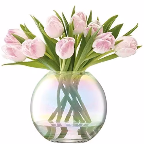 LSA International Mother of Pearl Glass Vase, Transparent, H: 16 cm – 1