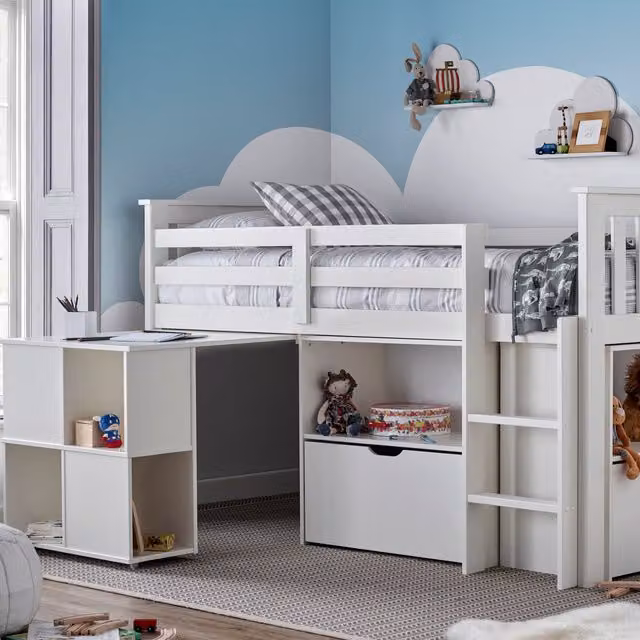 Bedmaster Milo White Sleep Station Kids Bed with Desk and Drawers, White, 90 x 190 cm