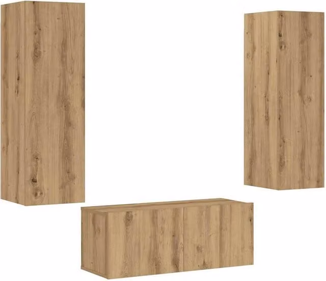 Berkfield Home Artisan Oak Wall Mounted TV Cabinets, 3 Piece Set in Brown