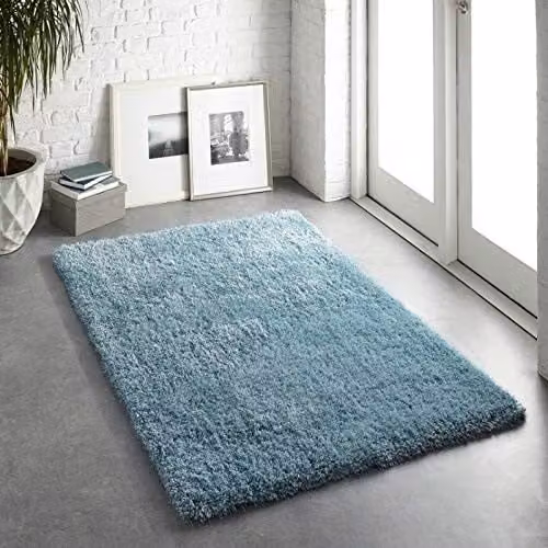 Rugs Direct Origin Chicago Duck Egg Blue Round Hand Tufted Polyester Rug, Diameter: 133 cm