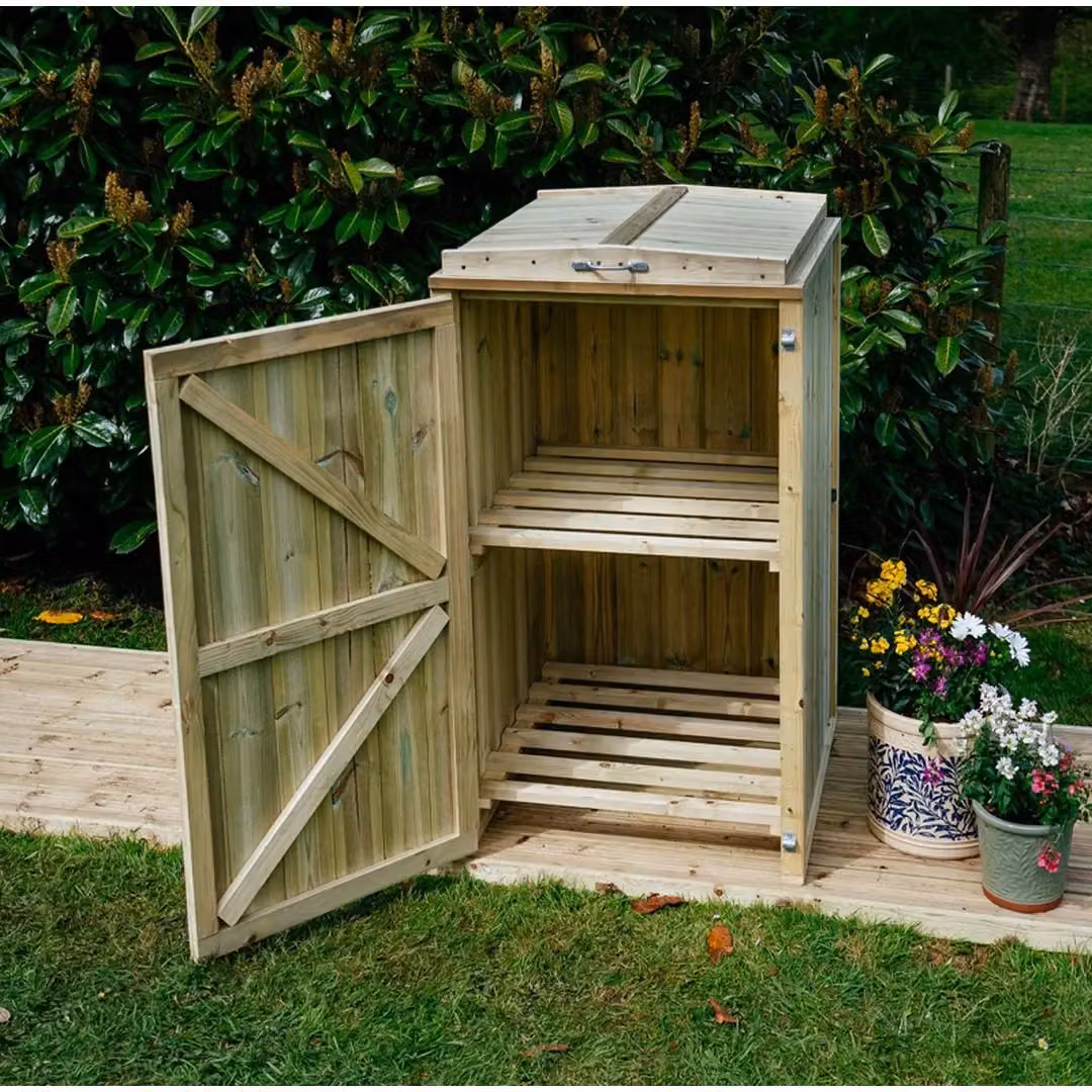 Buttercup Farm Shireburn 2 Box Bin Store in Brown Timber and Metal, W/D/H: 120.0 x 80.4 x 63.0 cm – 3