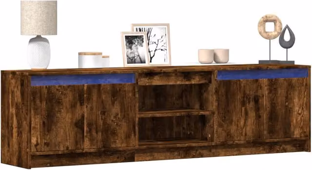 Berkfield Home TV Cabinet with LED in Smoked Oak Brown, W/D/H: 180 x 50 x 34 cm – 1