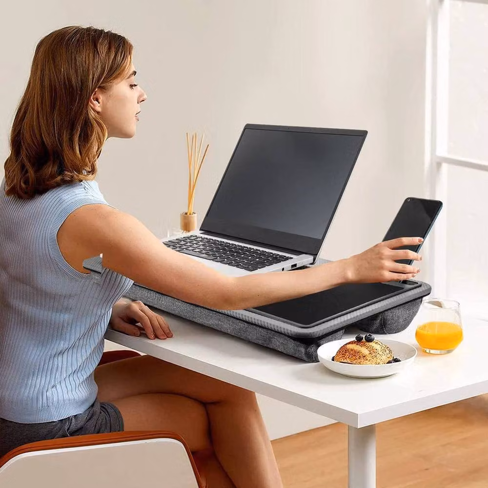 FLAVORA Portable Laptop Cushion Tray Table Lap Desk in Grey – 5