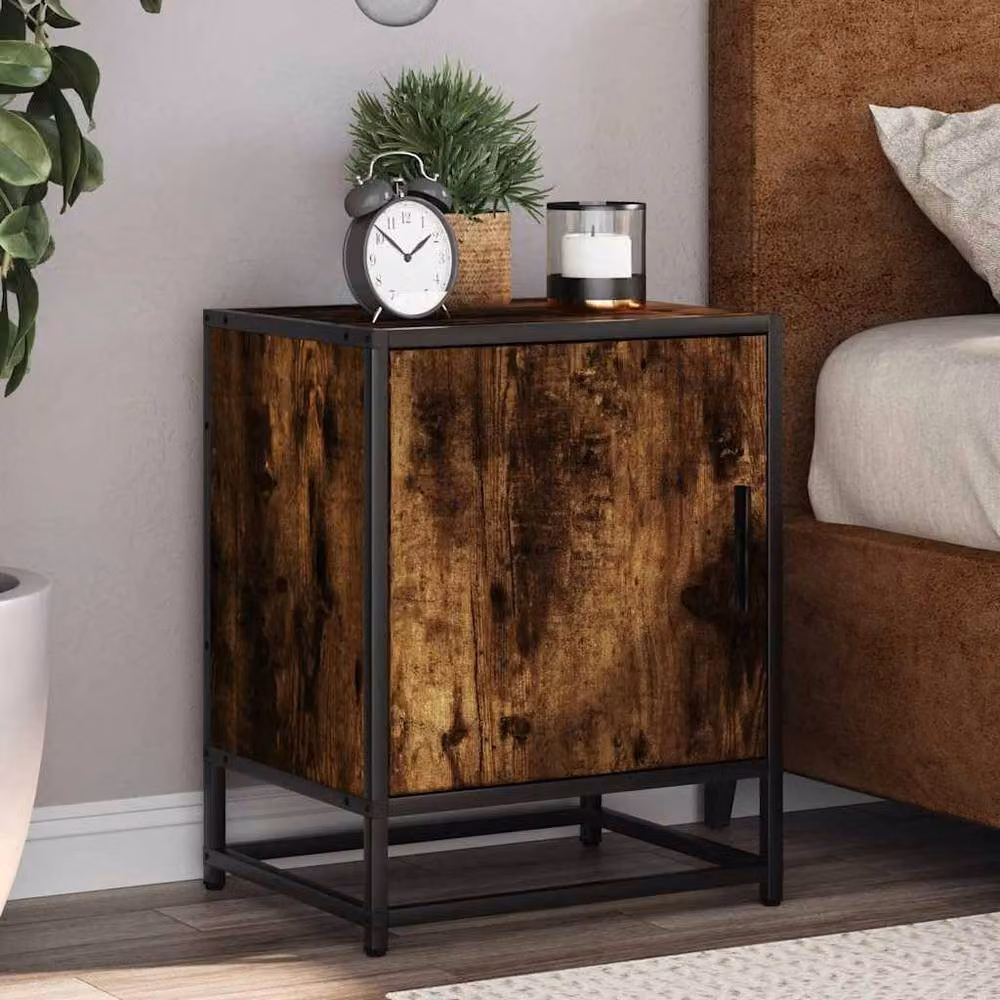 Berkfield Home Elegant Bedside Cabinet in Smoked Oak Brown, W/D/H: 40 x 31 x 50 cm – 2