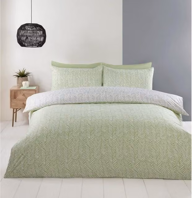 Rapport Reversible Graphic Duvet Cover Set, Green, 180 x 200 cm