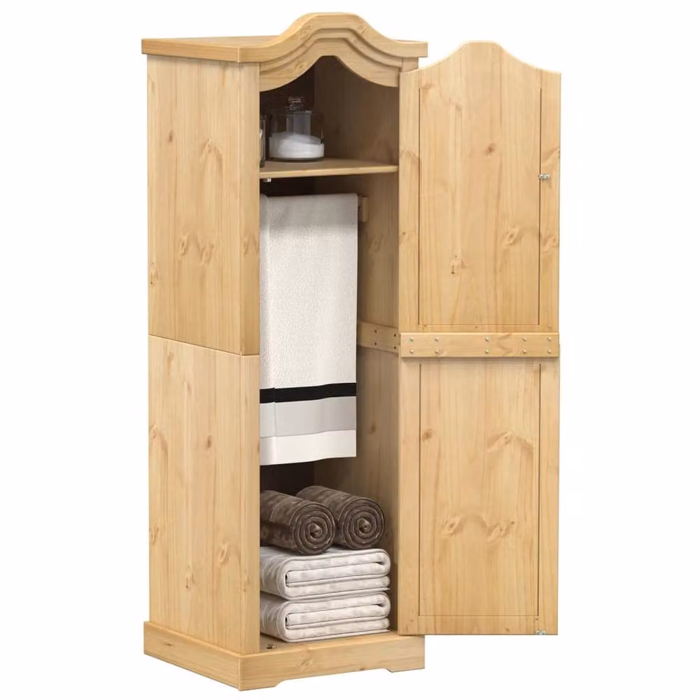 Berkfield Home Corona Wardrobe in Light Brown Waxed Solid Pine, W/D/H: 55 x 52 x 170 cm – 2