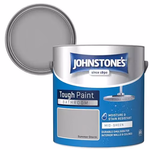 Johnstone's Summer Storm Grey Bathroom Wall and Ceiling Paint, 2.5L – 1