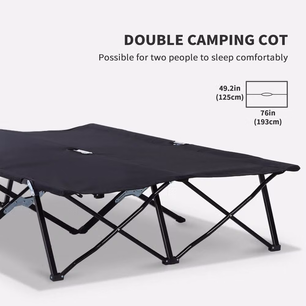 Kelvenix Black Double Camping Folding Cot Portable Sleeping Bed with Carry Bag, W/D/H: 200 x 100 x 40 cm – 5