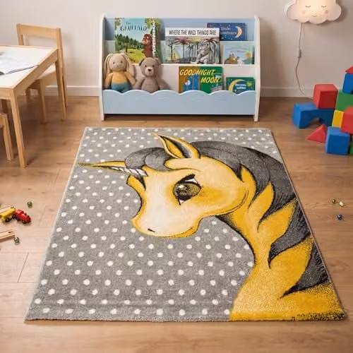 Bravich LTD Yellow Polkadots Unicorn Kids Rug, W: 80 cm, L: 150 cm – 2