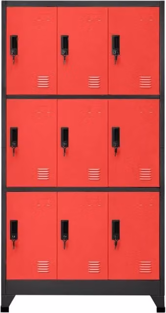 Berkfield Home Anthracite and Red Steel Locker Cabinet W/D/H: 90 x 45 x 180 cm