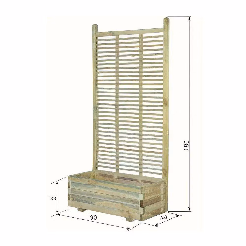 Primrose Venetian Style Wooden Trellis and Trough Planter in Brown, H 180 cm, W 90 cm, D 40 cm – 3