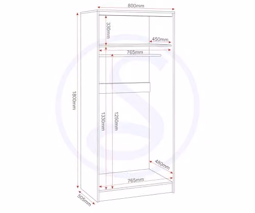 Seconique Malvern 2 Door Wardrobe in Black – 3
