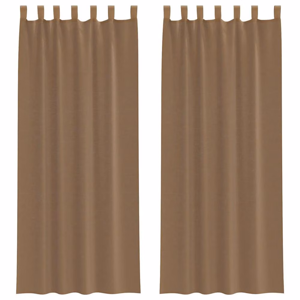 Berkfield Home Voile Fabric Curtains with Tabs, 2 Pack, Brown, W: 140 cm, H: 260 cm – 2