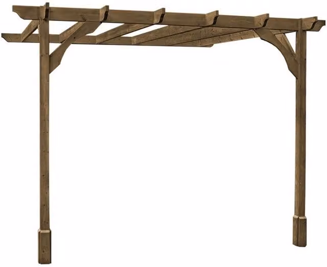Rutland County Garden Furniture Ltd Wall Mounted Premium Wood Lean-to Pergola, Brown and Green, W: 480 cm, D: 300 cm, H: 270 cm – 1
