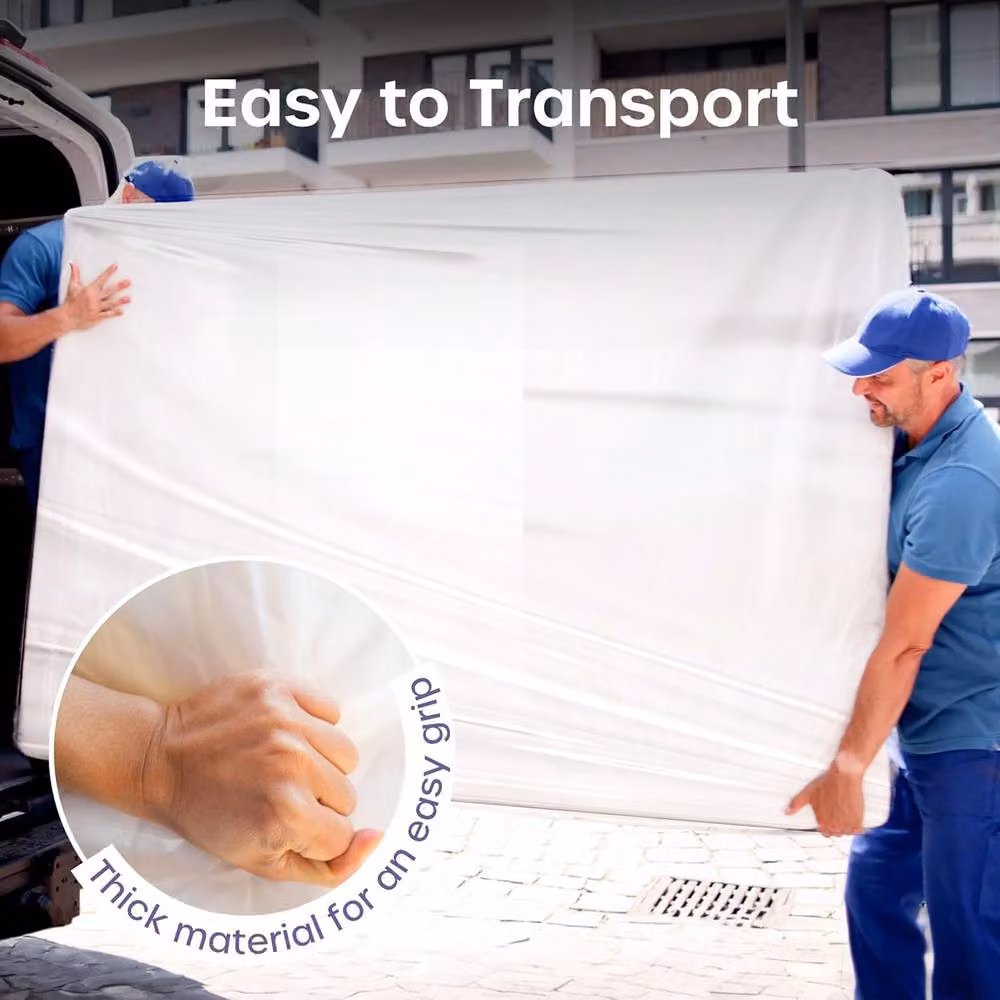 Volila Waterproof Mattress Bag for Moving and Storage, Heavy Duty and Reusable, Clear, Medium – 4