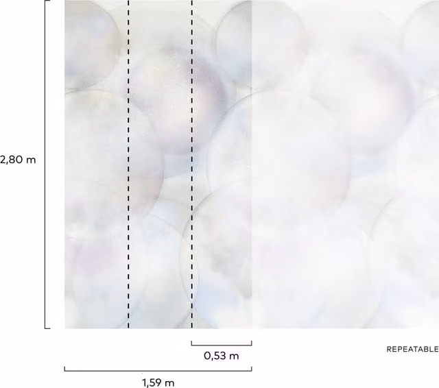 Grandeco Phantasia Bubbles Blue Abstract Vinyl Wallpaper Mural, W: 280 cm, H: 159 cm