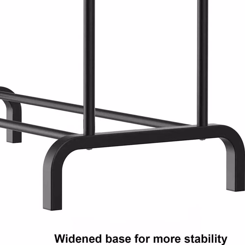 VOGREX Black Metal Clothes Hanger Stand Garment Rack with Bottom Shoe Shelf, H: 160.0 cm, W: 102.0 cm – 2