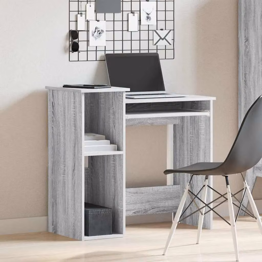 Berkfield Home Computer Desk with Shelves in Grey Sonoma, W/D/H: 84 x 40 x 78 cm – 3