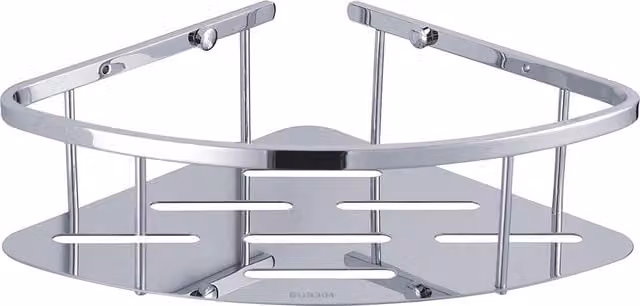 Showerdrape Contempo Large Stainless Steel Wall Mounted Corner Basket in Silver, W/D/H: 29.0 x 22.0 x 7.5 cm