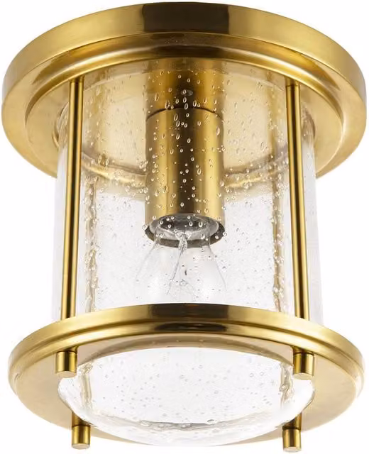 Happy Homewares Vintage Industrial Ceiling Light in Gold with Transparent Bubble Glass