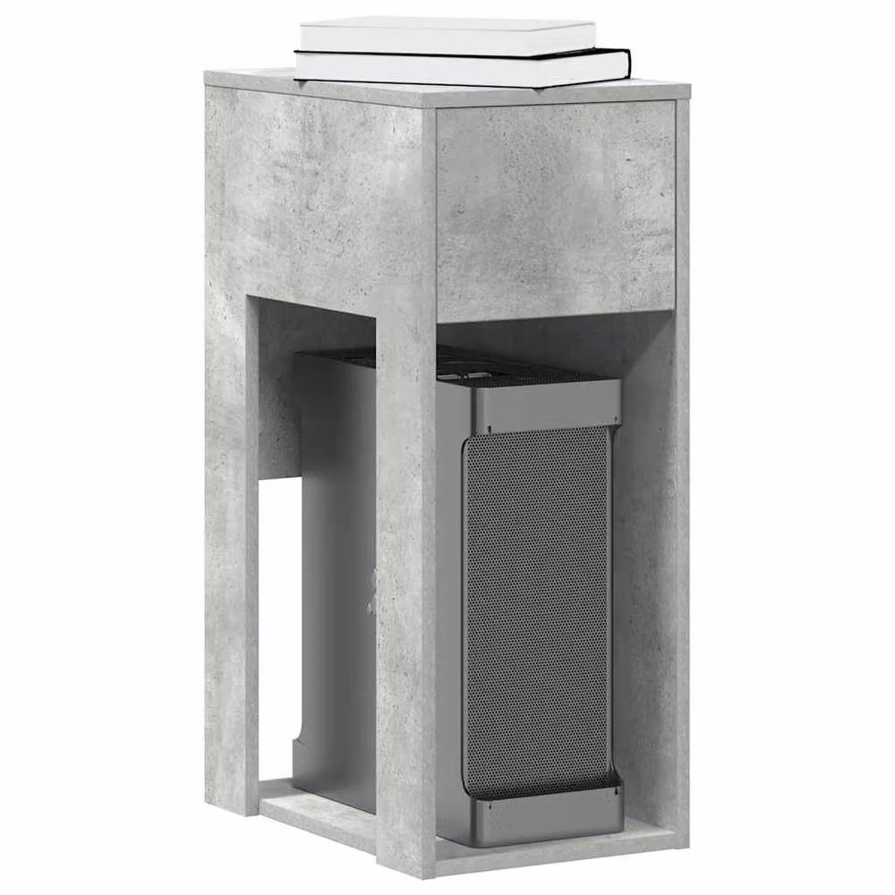 Berkfield Home Durable Computer Tower Stand with Drawer in Concrete Grey, W/D/H: 30 x 44 x 74 cm – 2