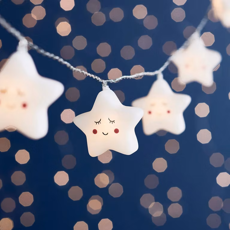 Lights4fun 12 Star Battery Operated Children's String Fairy Lights in White with Timer and Warm White LED