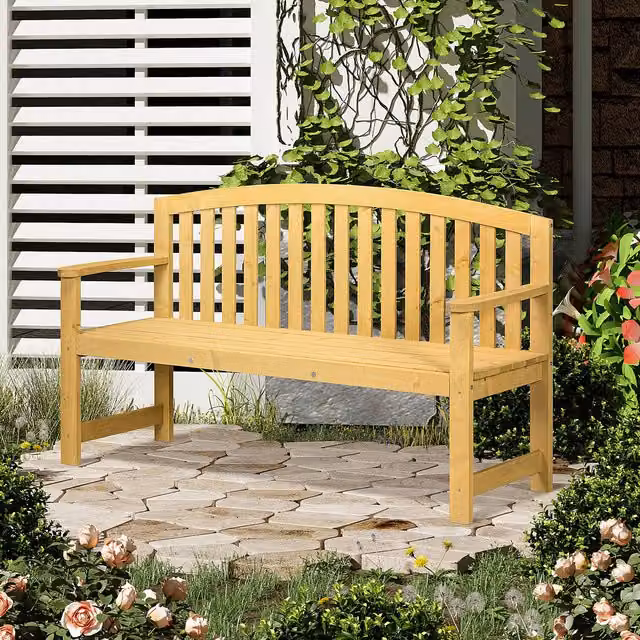 Outsunny 2 Seater Wooden Garden Bench with Armrests in Orange