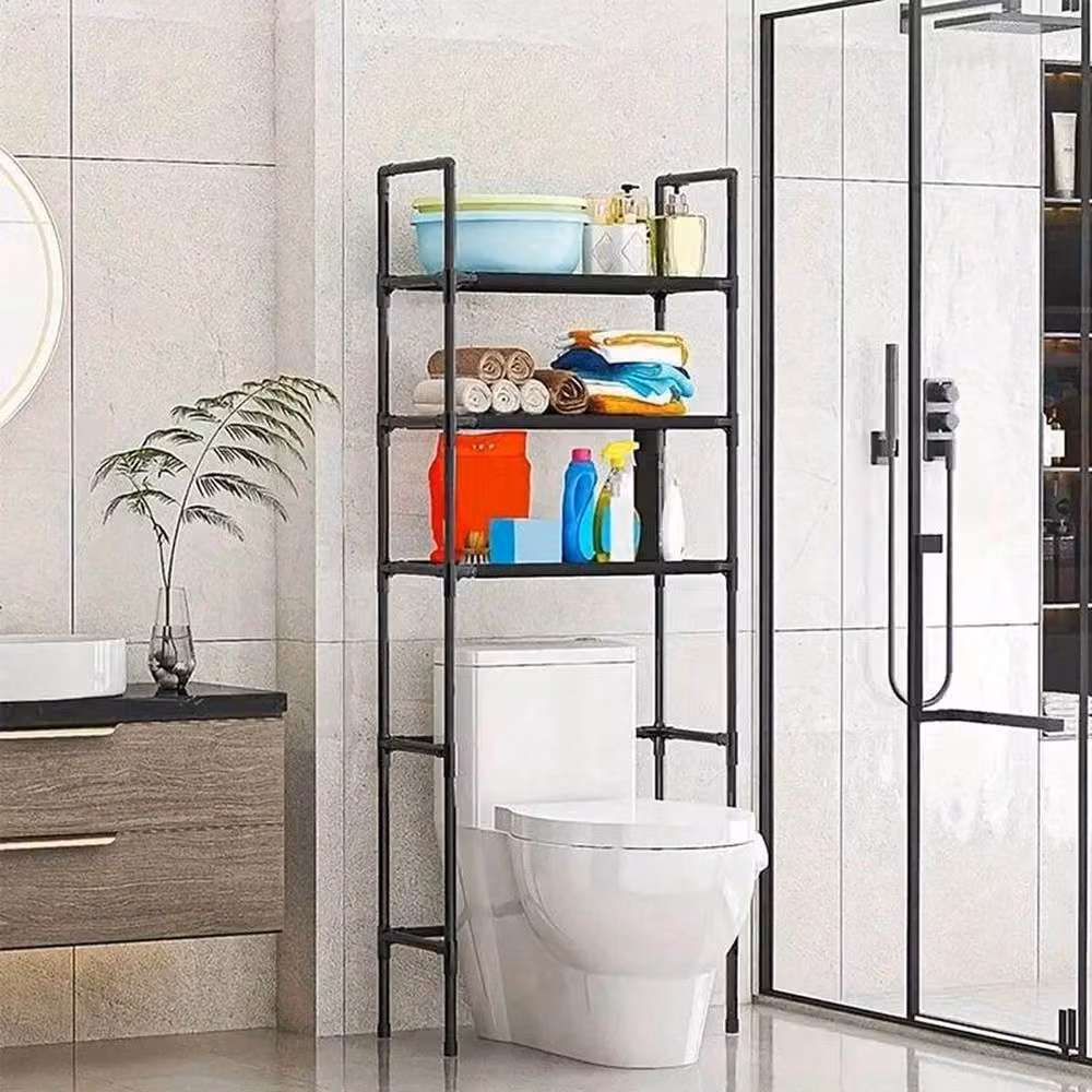 VOGREX 3-Tier Over-Toilet Bathroom Storage Shelf Organizer in Matt Black – 5