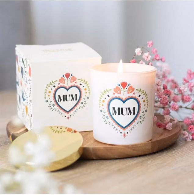 KDMD Mum Folk Heart French Tulip Votive Candle in White – 1