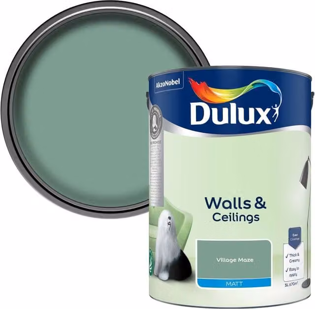 Dulux Walls and Ceilings Matt Emulsion Paint in Village Maze Green (Water Based)