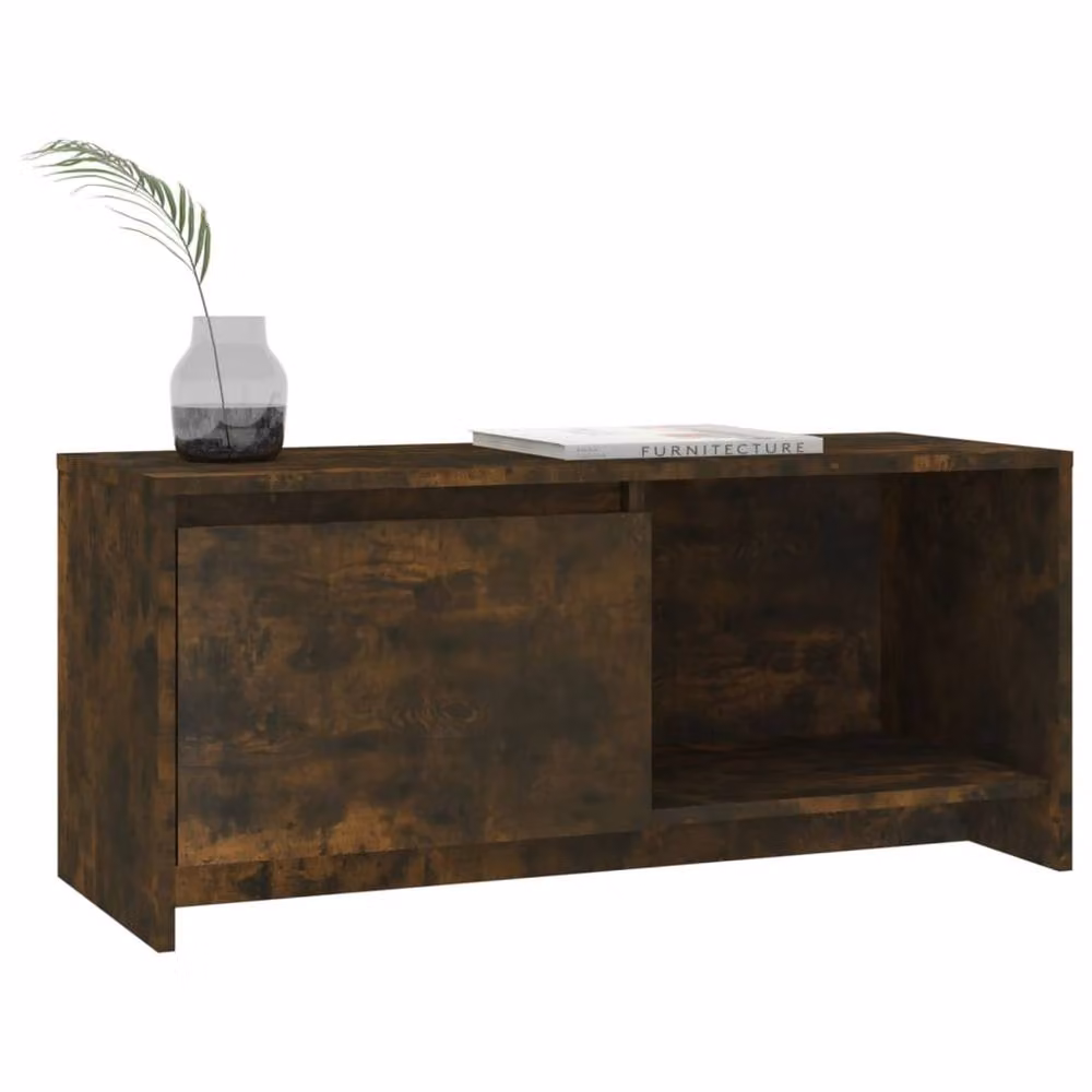Berkfield Home Smoked Oak TV Cabinet in Brown, W/D/H: 90 x 35 x 40 cm – 3