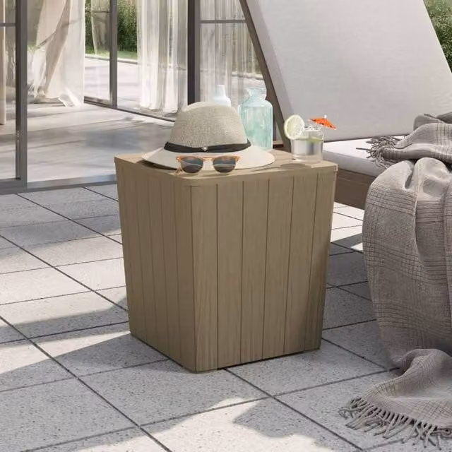 Berkfield Home Brown Polypropylene Garden Table with Removable Lid and Cushion Storage – 1