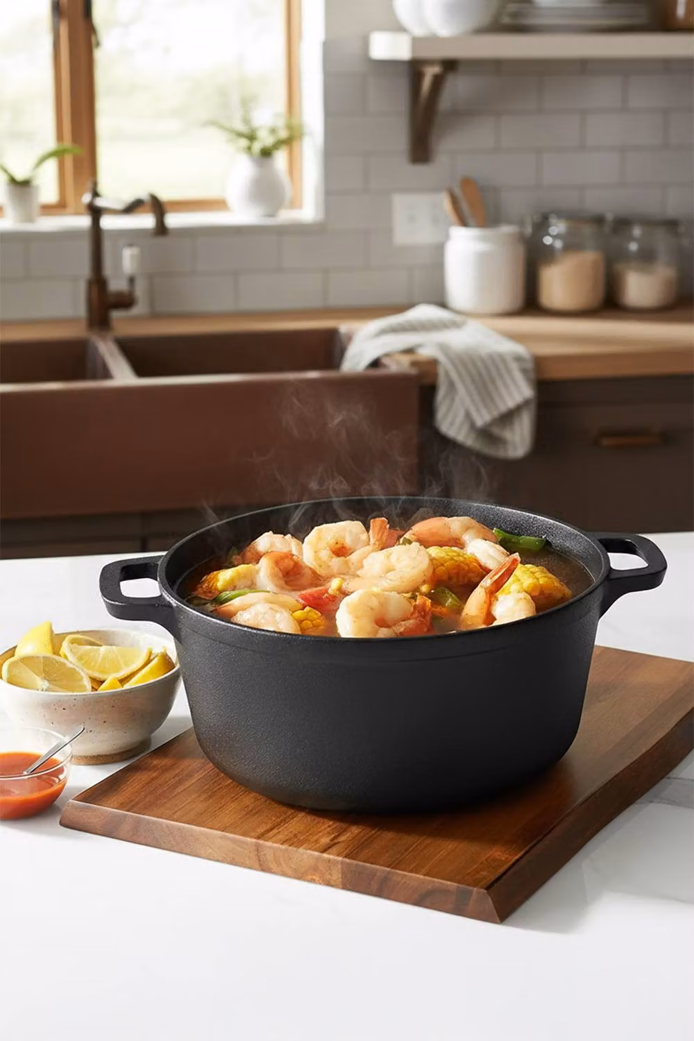 Garden Sanctuary Pre-Seasoned Round Cast Iron Dutch Oven Casserole Pot with Lid, Black, W: 36.0 cm, H: 13.0 cm – 2