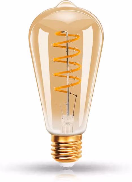 Living Star E27 Vintage Edison LED Filament Light Bulb, Warm White, Amber Glass