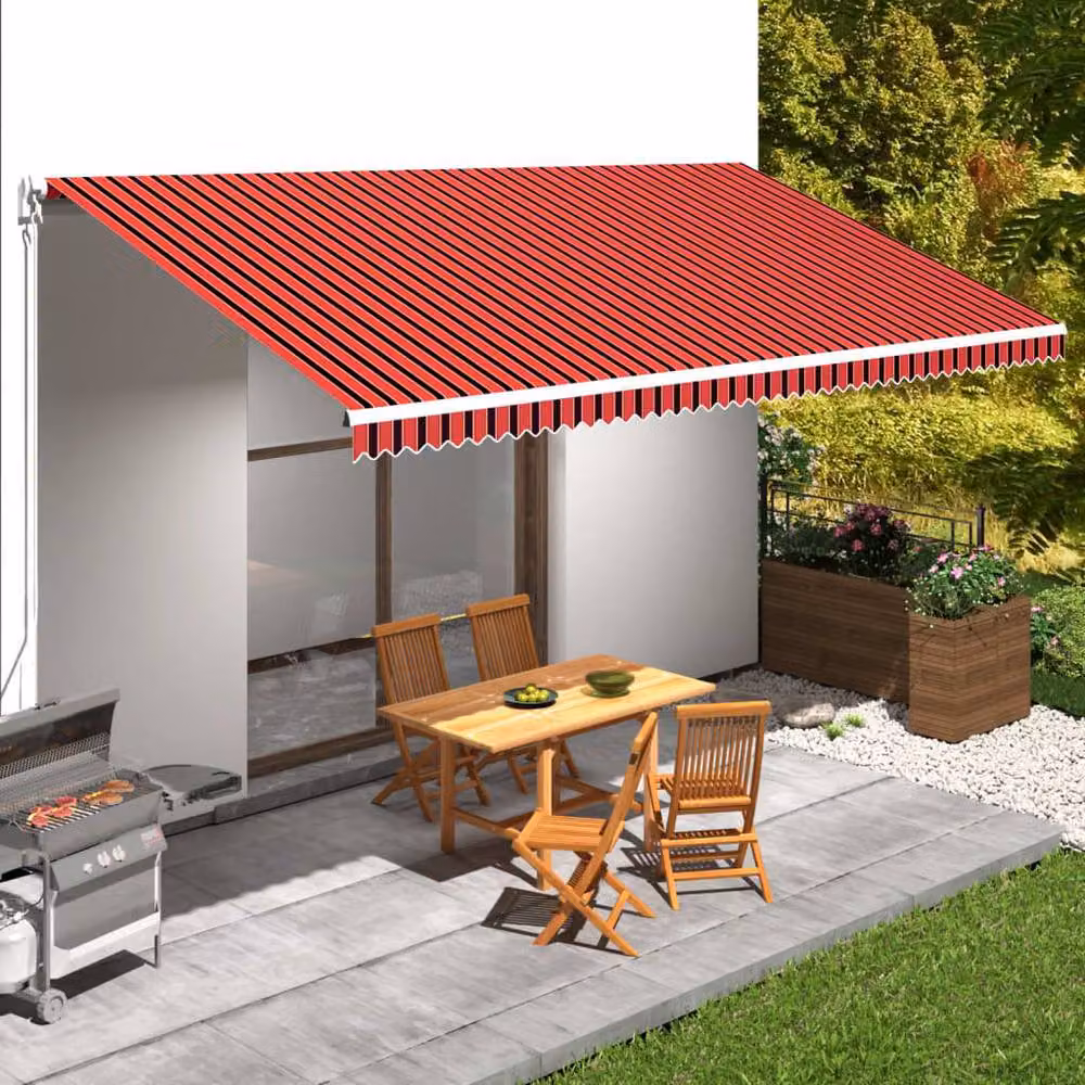 Berkfield Home Striped Polyester Awning Sunshade Canvas in Orange and Brown, W: 600 cm, D: 300 cm – 2