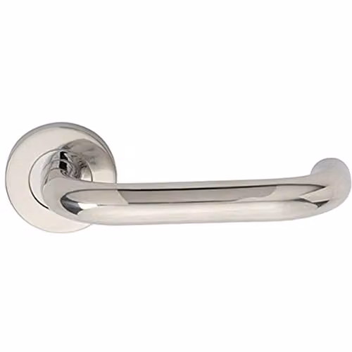 Loops Pair of 19mm Round Bar Safety Handles on Round Rose in Polished Stainless Steel with Concealed Fixings