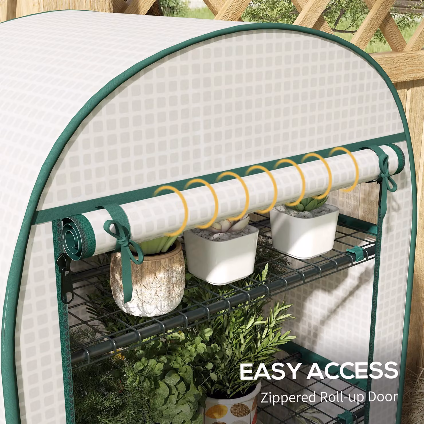 OUTSUNNY Mini Greenhouse with 4-tier Shelves, White, W/D/H: 80 x 49 x 160 cm – 3